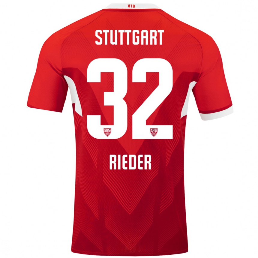 Niño Fútbol Camiseta Fabian Rieder #32 Rojo Blanco 2ª Equipación 2024/25 México