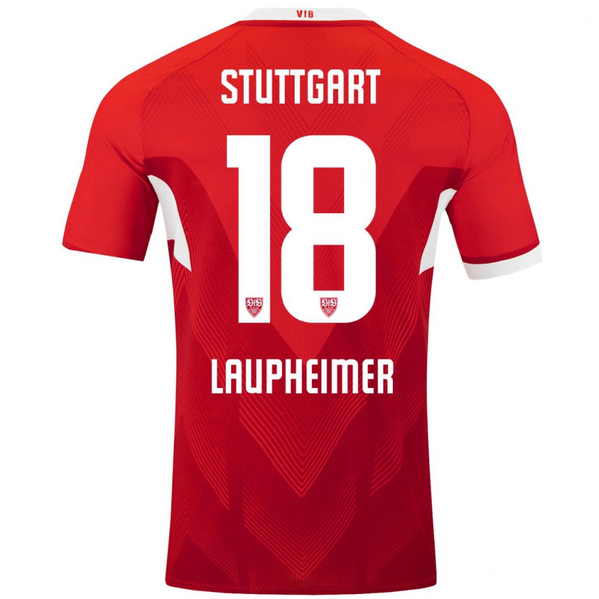 Niño Fútbol Camiseta Lukas Laupheimer #18 Rojo Blanco 2ª Equipación 2024/25 México