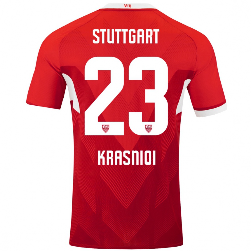 Niño Fútbol Camiseta Elton Krasniqi #23 Rojo Blanco 2ª Equipación 2024/25 México