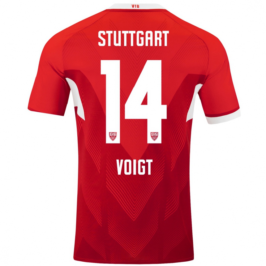 Niño Fútbol Camiseta Max Voigt #14 Rojo Blanco 2ª Equipación 2024/25 México