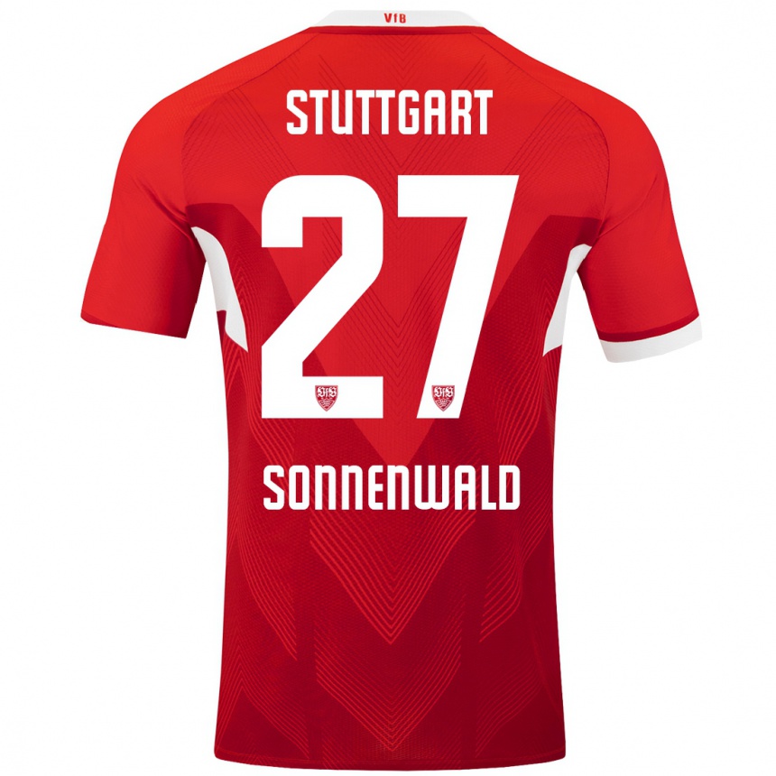 Niño Fútbol Camiseta Lukas Sonnenwald #27 Rojo Blanco 2ª Equipación 2024/25 México