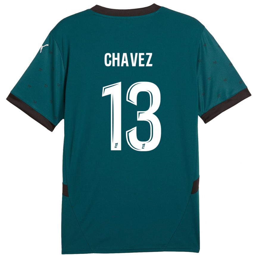 Niño Fútbol Camiseta Jhoanner Chávez #13 Verde Oscuro 2ª Equipación 2024/25 México