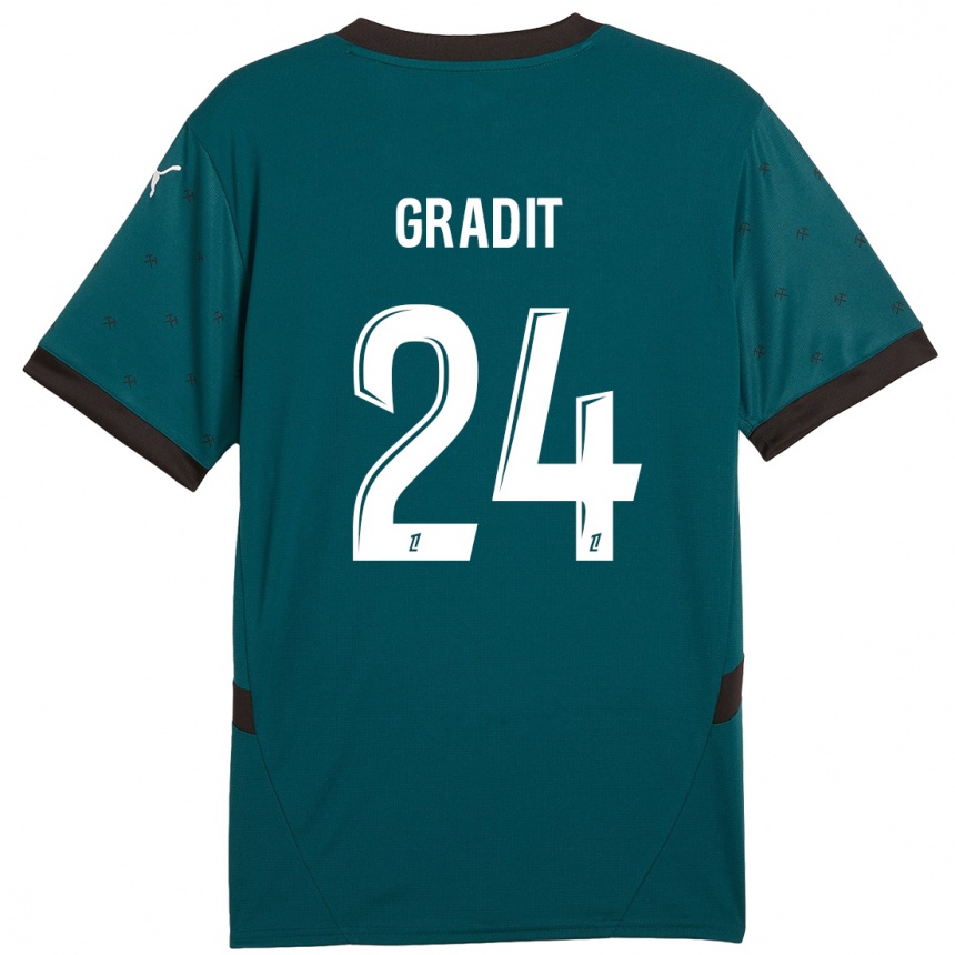 Niño Fútbol Camiseta Jonathan Gradit #24 Verde Oscuro 2ª Equipación 2024/25 México