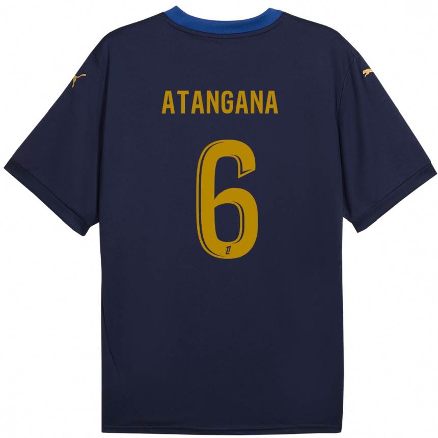 Niño Fútbol Camiseta Valentin Atangana Edoa #6 Azul Marino Dorado 2ª Equipación 2024/25 México