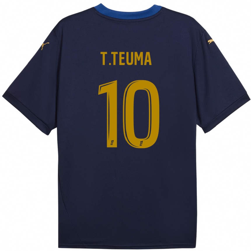 Niño Fútbol Camiseta Teddy Teuma #10 Azul Marino Dorado 2ª Equipación 2024/25 México