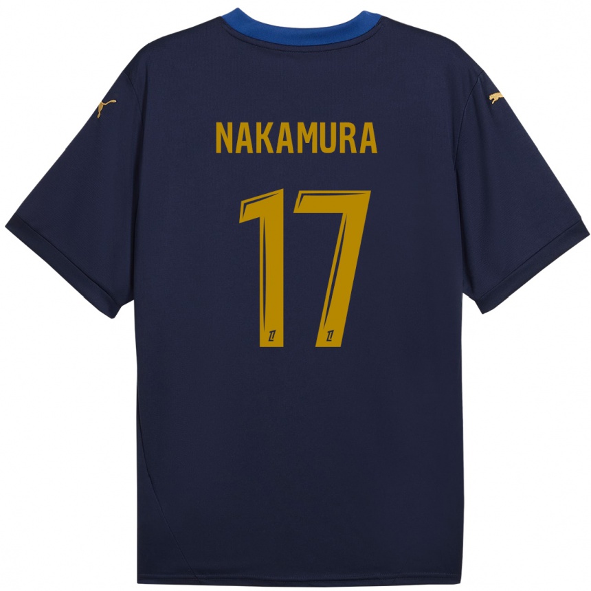 Niño Fútbol Camiseta Keito Nakamura #17 Azul Marino Dorado 2ª Equipación 2024/25 México