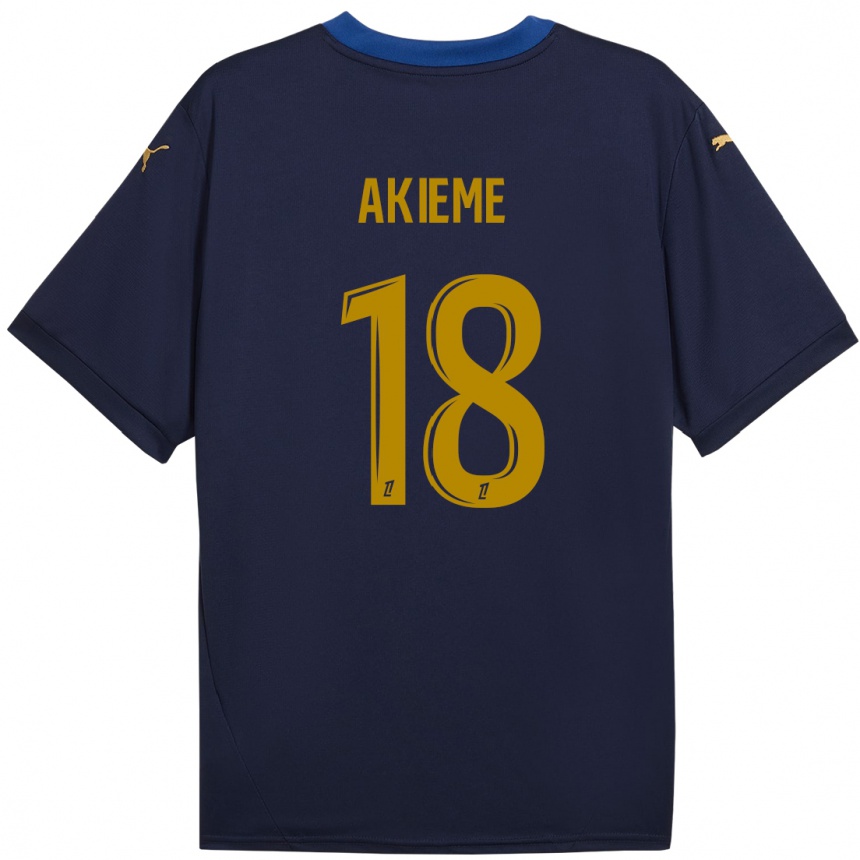 Niño Fútbol Camiseta Sergio Akieme #18 Azul Marino Dorado 2ª Equipación 2024/25 México