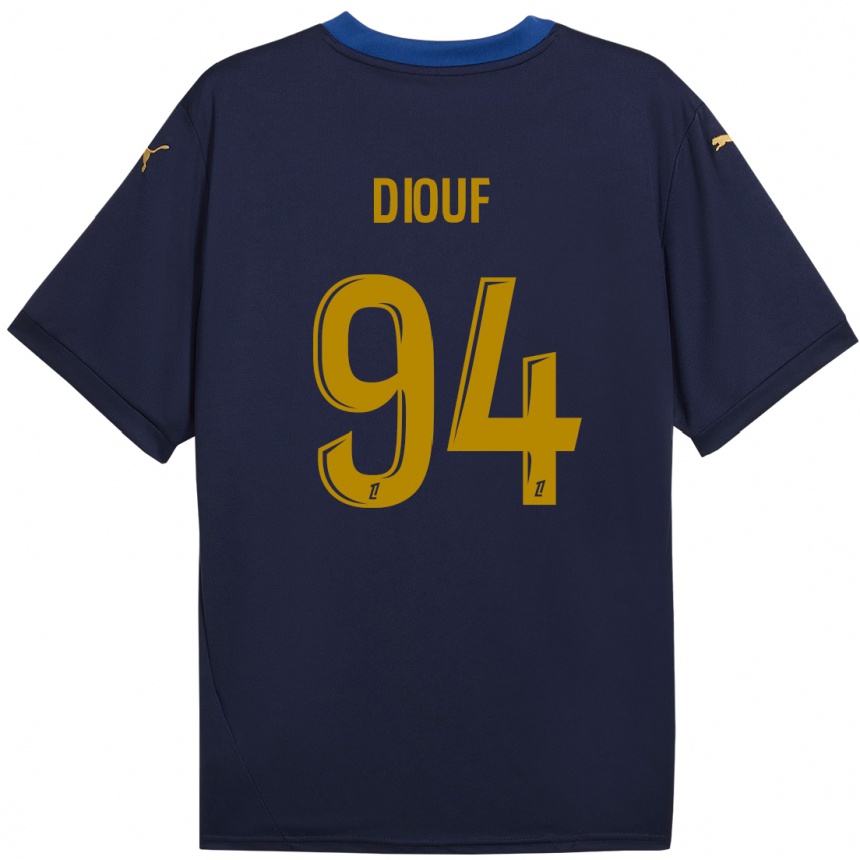 Niño Fútbol Camiseta Yehvann Diouf #94 Azul Marino Dorado 2ª Equipación 2024/25 México