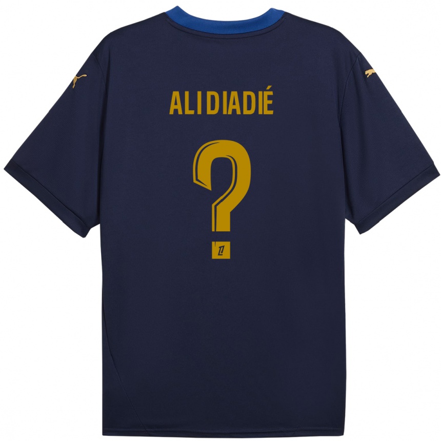 Niño Fútbol Camiseta Mohamed Ali Diadié #0 Azul Marino Dorado 2ª Equipación 2024/25 México