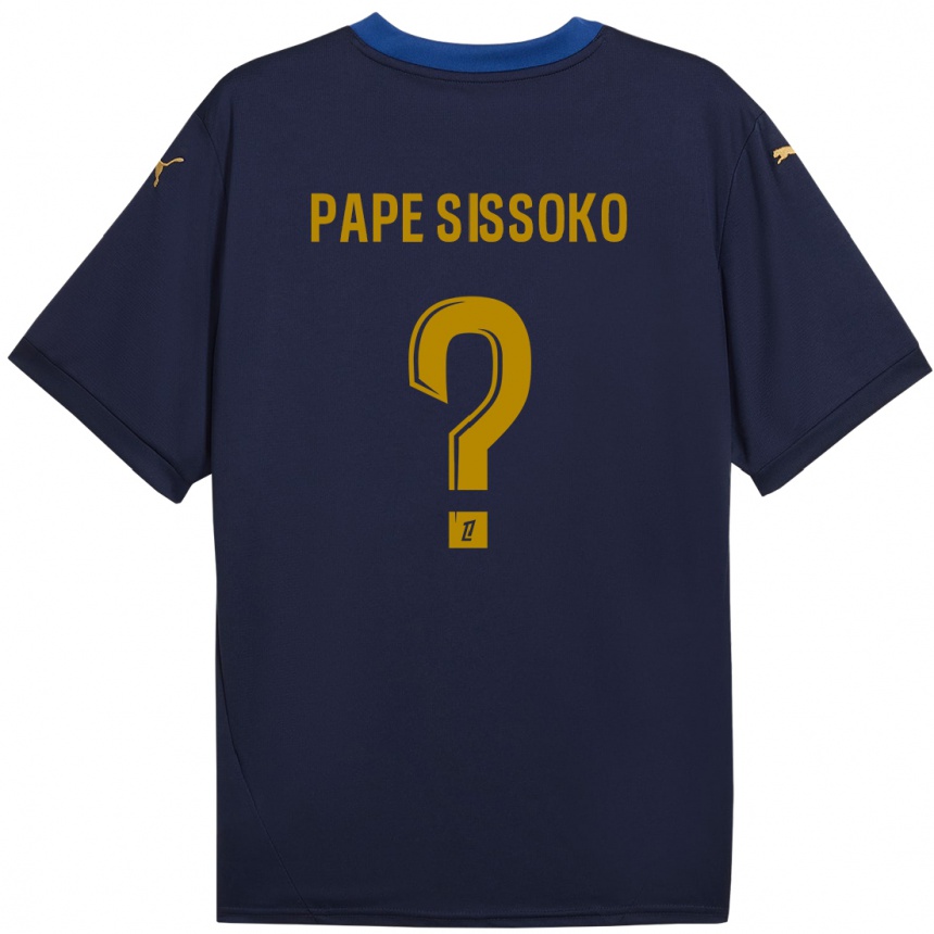 Niño Fútbol Camiseta Niama Pape Sissoko #0 Azul Marino Dorado 2ª Equipación 2024/25 México