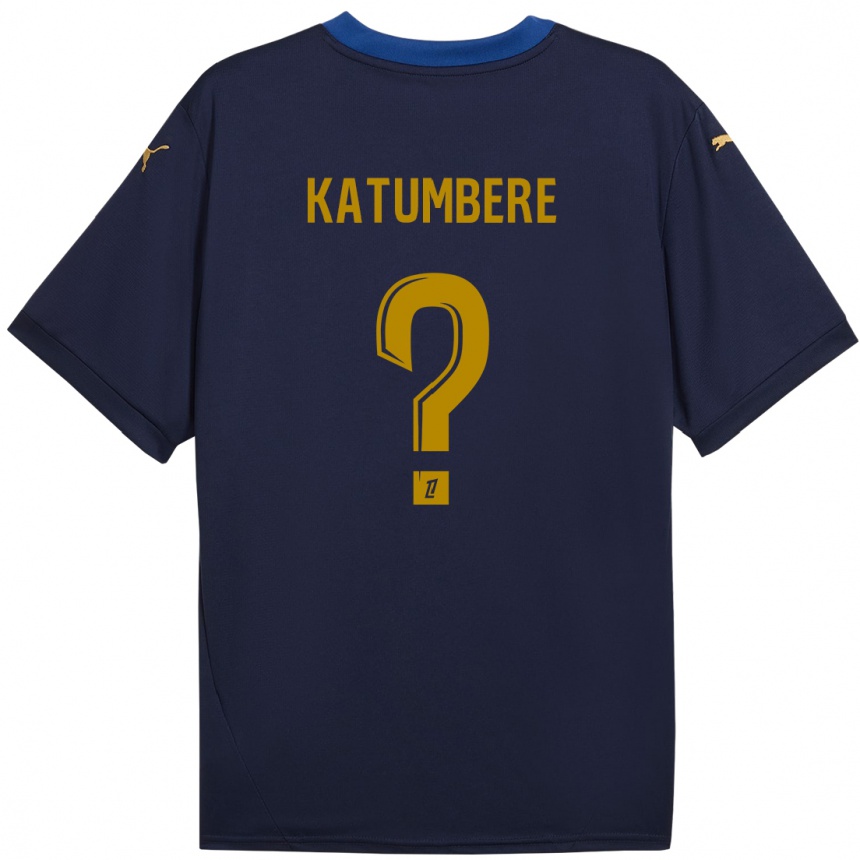 Niño Fútbol Camiseta Noah Katumbere #0 Azul Marino Dorado 2ª Equipación 2024/25 México