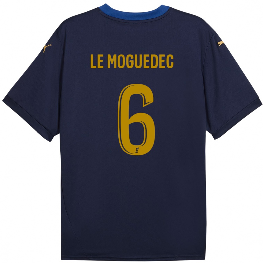 Niño Fútbol Camiseta Anaële Le Moguédec #6 Azul Marino Dorado 2ª Equipación 2024/25 México