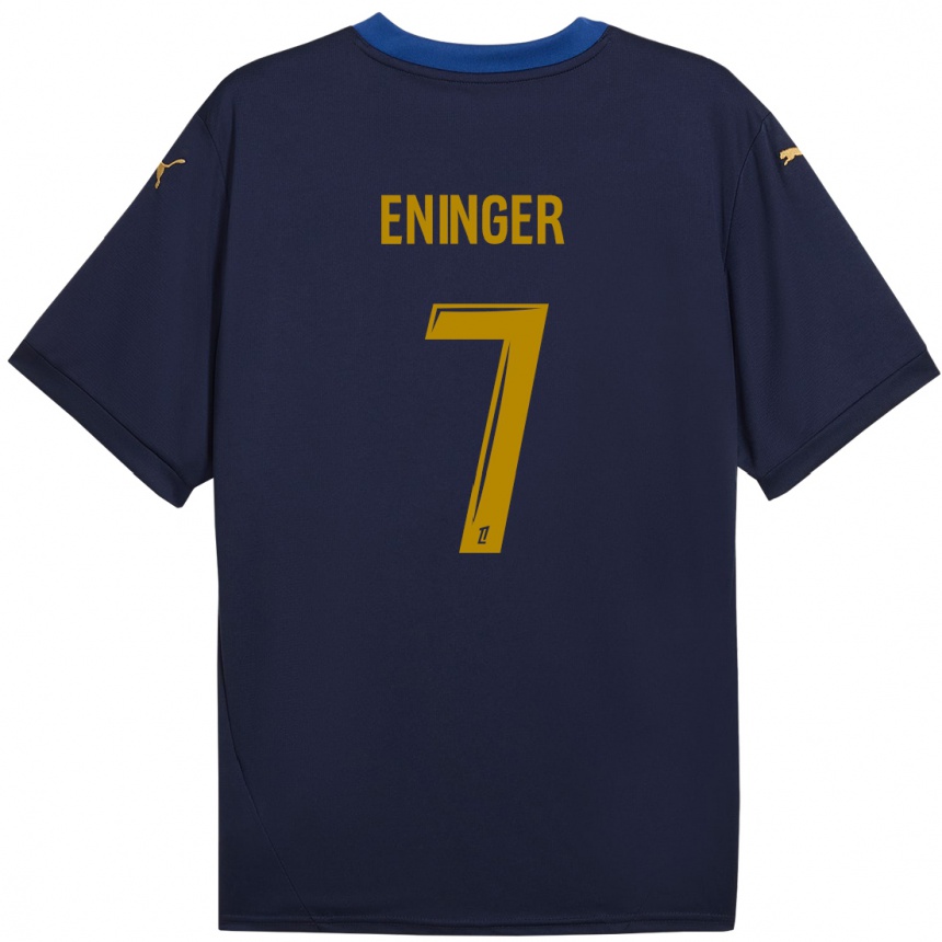 Niño Fútbol Camiseta Thelma Eninger #7 Azul Marino Dorado 2ª Equipación 2024/25 México