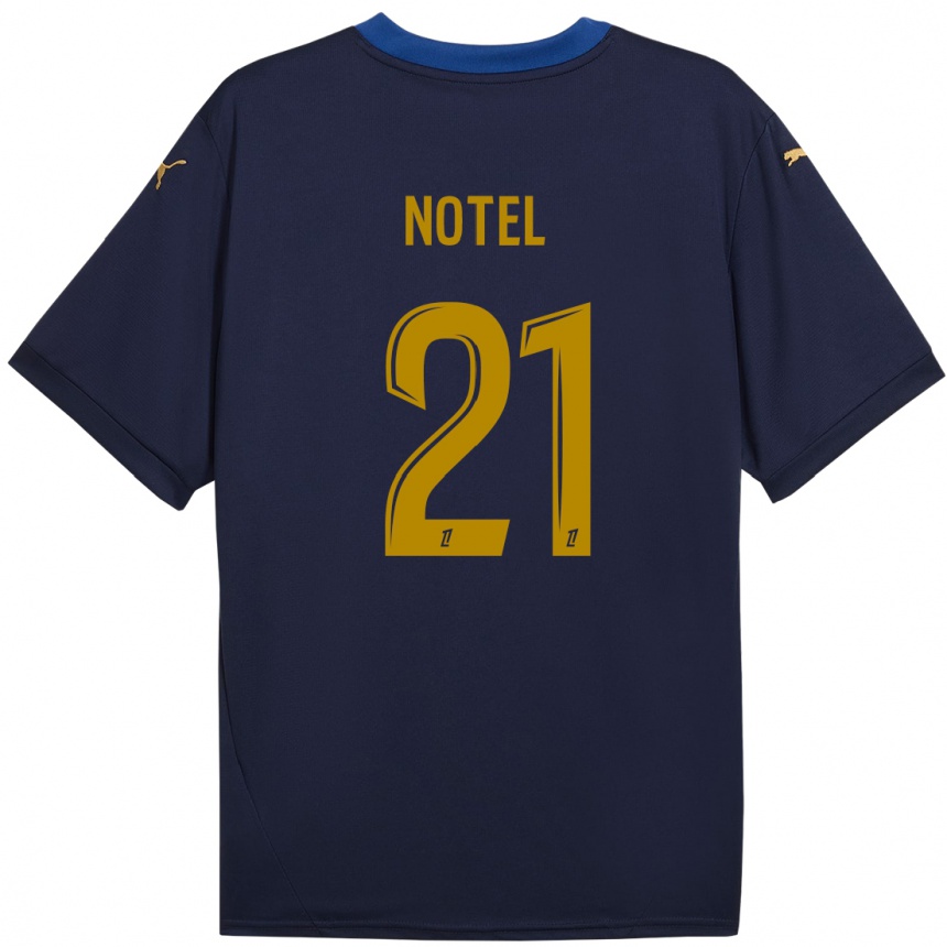 Niño Fútbol Camiseta Lea Notel #21 Azul Marino Dorado 2ª Equipación 2024/25 México