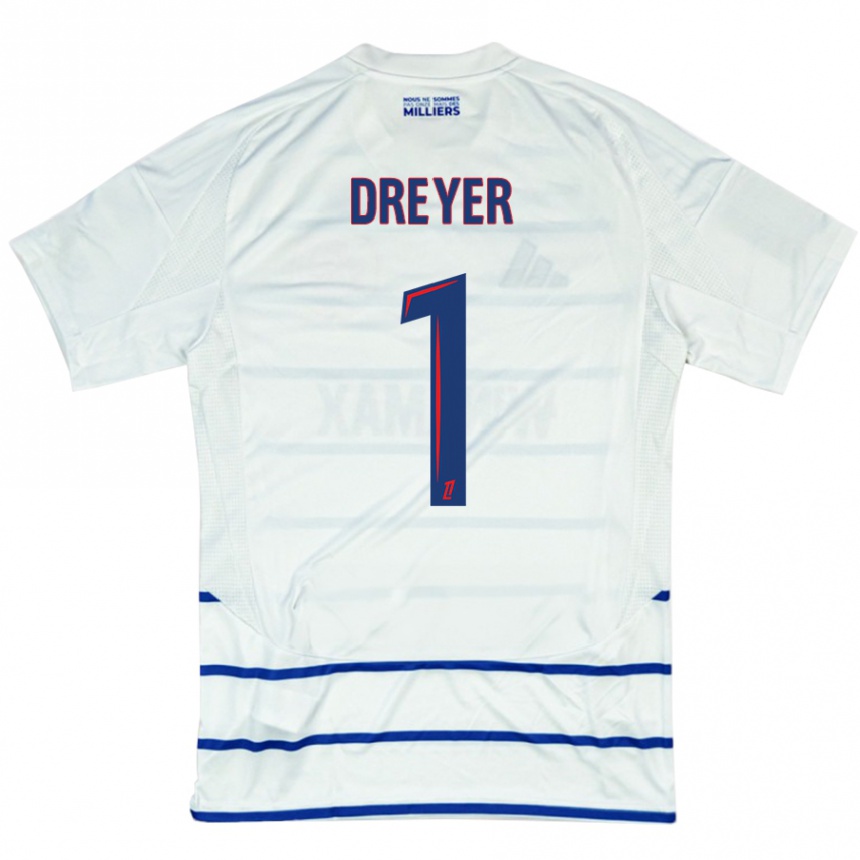 Niño Fútbol Camiseta Matthieu Dreyer #1 Blanco Azul 2ª Equipación 2024/25 México