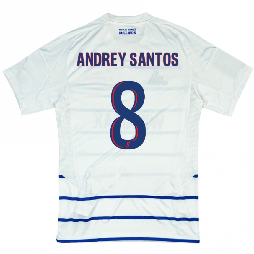 Niño Fútbol Camiseta Andrey Santos #8 Blanco Azul 2ª Equipación 2024/25 México