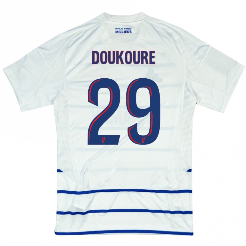 Niño Fútbol Camiseta Ismaël Doukouré #29 Blanco Azul 2ª Equipación 2024/25 México