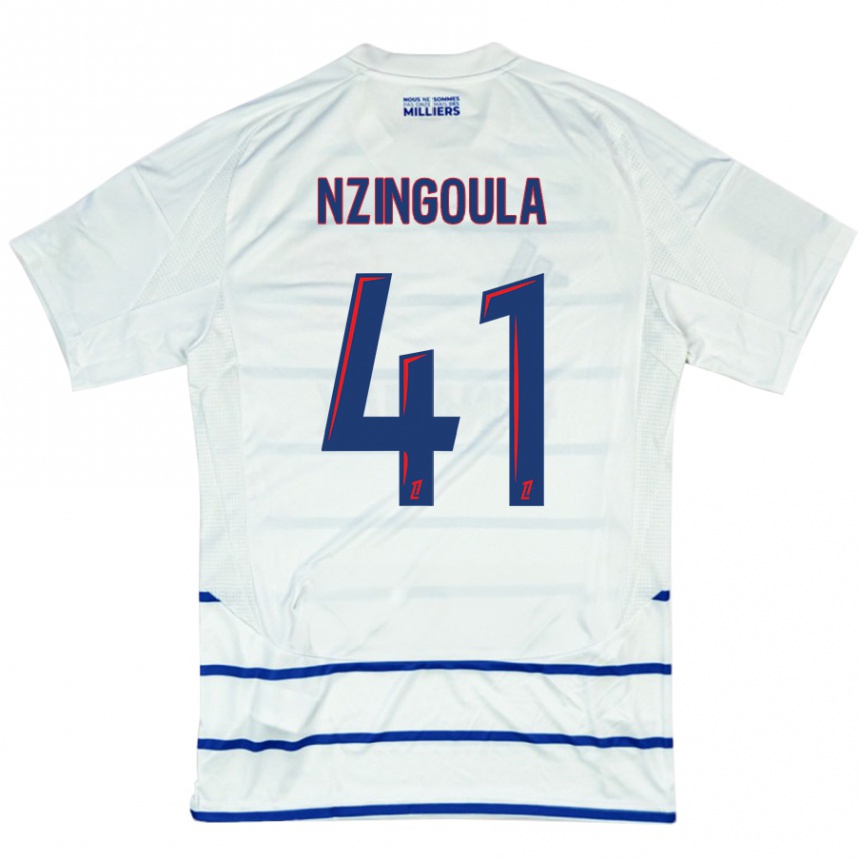 Niño Fútbol Camiseta Rabby Nzingoula #41 Blanco Azul 2ª Equipación 2024/25 México