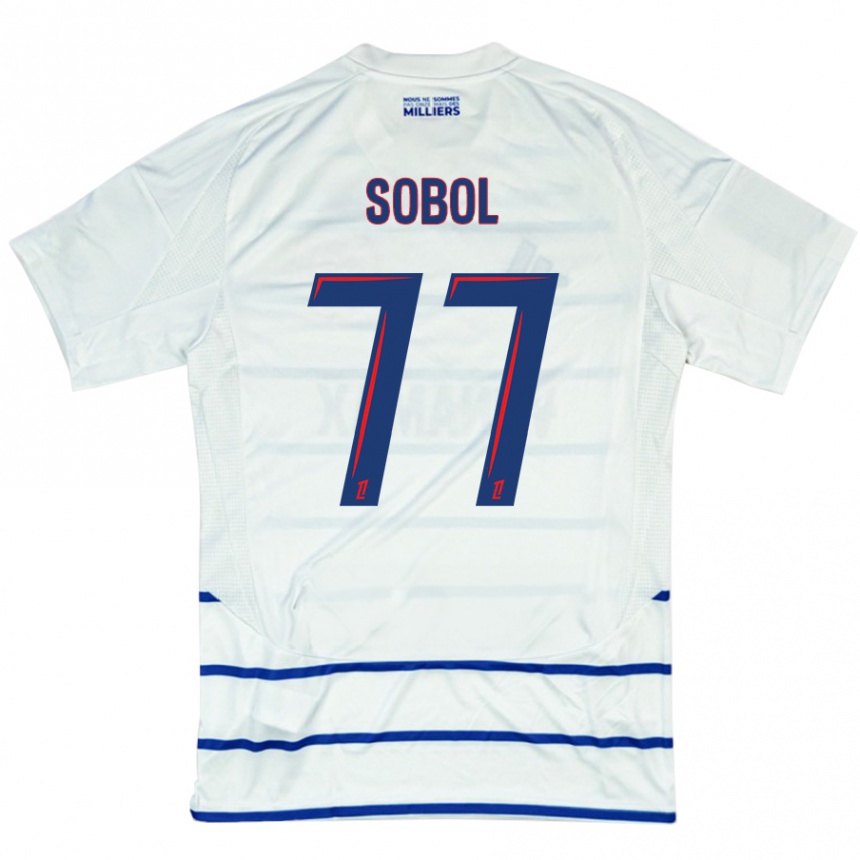 Niño Fútbol Camiseta Eduard Sobol #77 Blanco Azul 2ª Equipación 2024/25 México