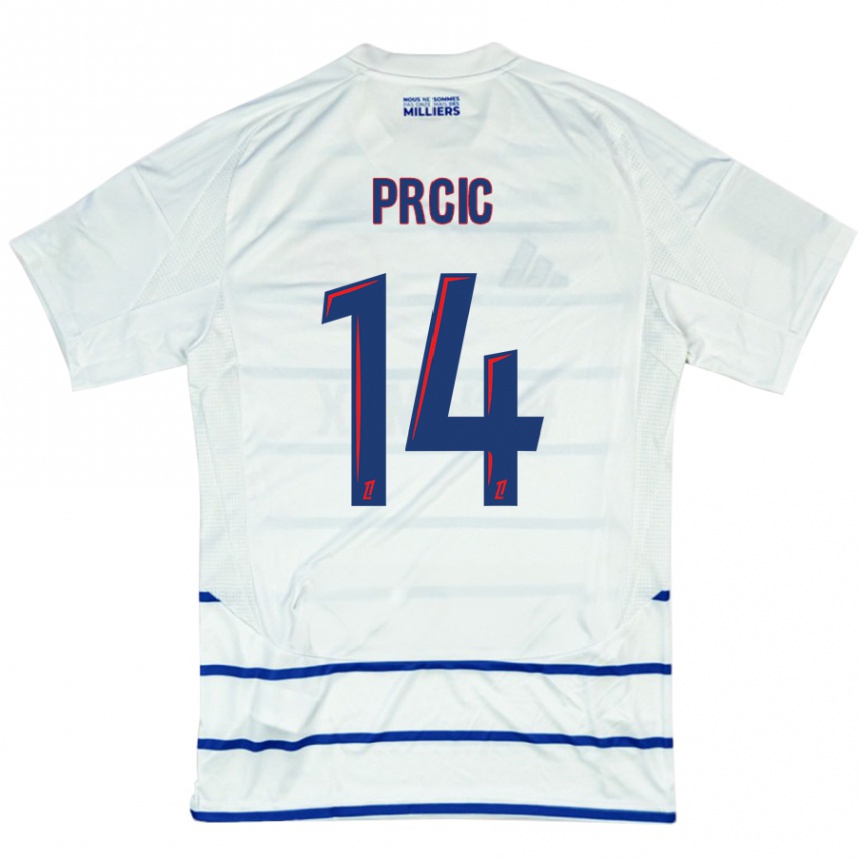 Niño Fútbol Camiseta Sanjin Prcic #14 Blanco Azul 2ª Equipación 2024/25 México