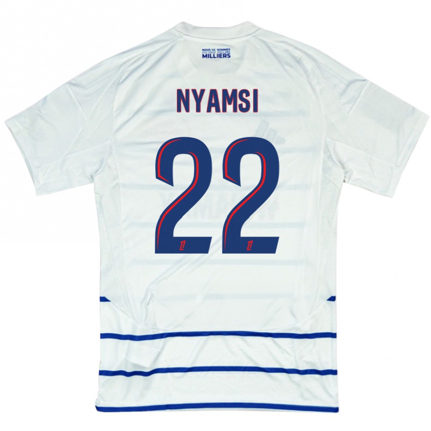 Niño Fútbol Camiseta Gerzino Nyamsi #22 Blanco Azul 2ª Equipación 2024/25 México