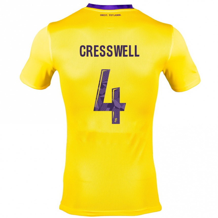 Niño Fútbol Camiseta Charlie Cresswell #4 Amarillo Morado 2ª Equipación 2024/25 México