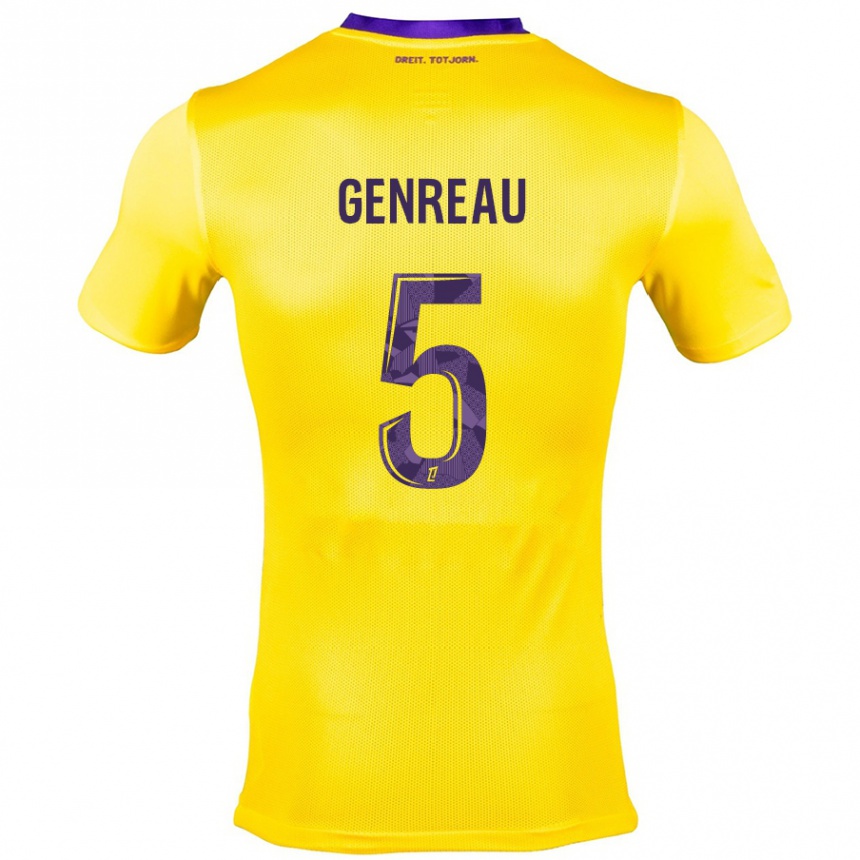 Niño Fútbol Camiseta Denis Genreau #5 Amarillo Morado 2ª Equipación 2024/25 México