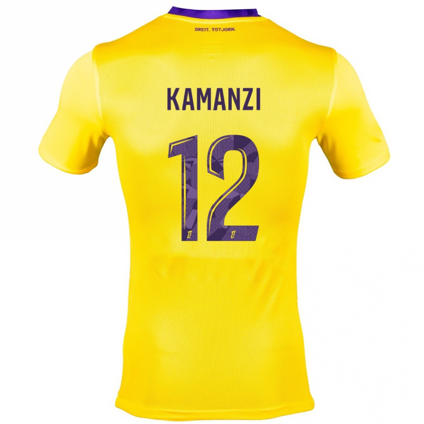 Niño Fútbol Camiseta Warren Kamanzi #12 Amarillo Morado 2ª Equipación 2024/25 México