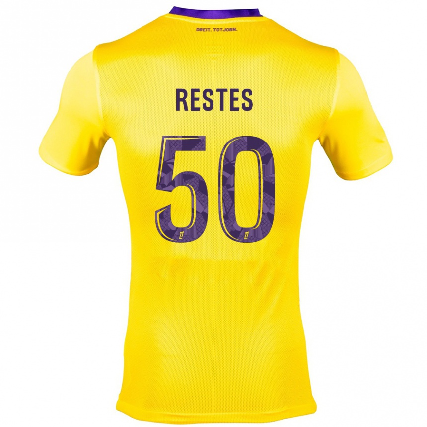 Niño Fútbol Camiseta Guillaume Restes #50 Amarillo Morado 2ª Equipación 2024/25 México