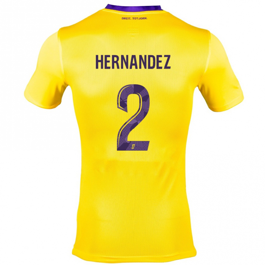 Niño Fútbol Camiseta Lucie Hernandez #2 Amarillo Morado 2ª Equipación 2024/25 México