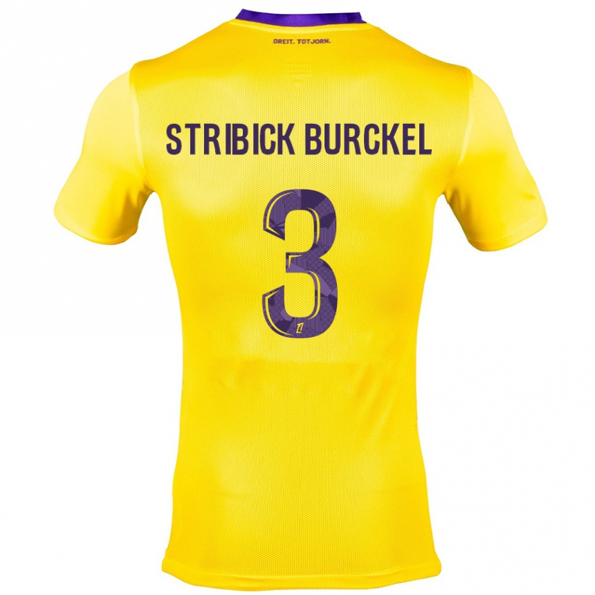 Niño Fútbol Camiseta Laetitia Stribick-Burckel #3 Amarillo Morado 2ª Equipación 2024/25 México