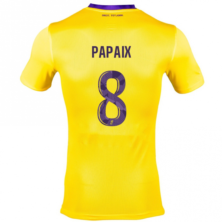 Niño Fútbol Camiseta Pauline Papaix #8 Amarillo Morado 2ª Equipación 2024/25 México