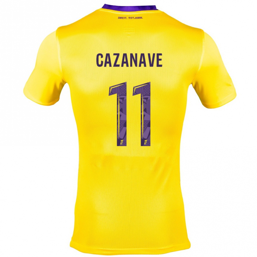 Niño Fútbol Camiseta Julie Cazanave #11 Amarillo Morado 2ª Equipación 2024/25 México