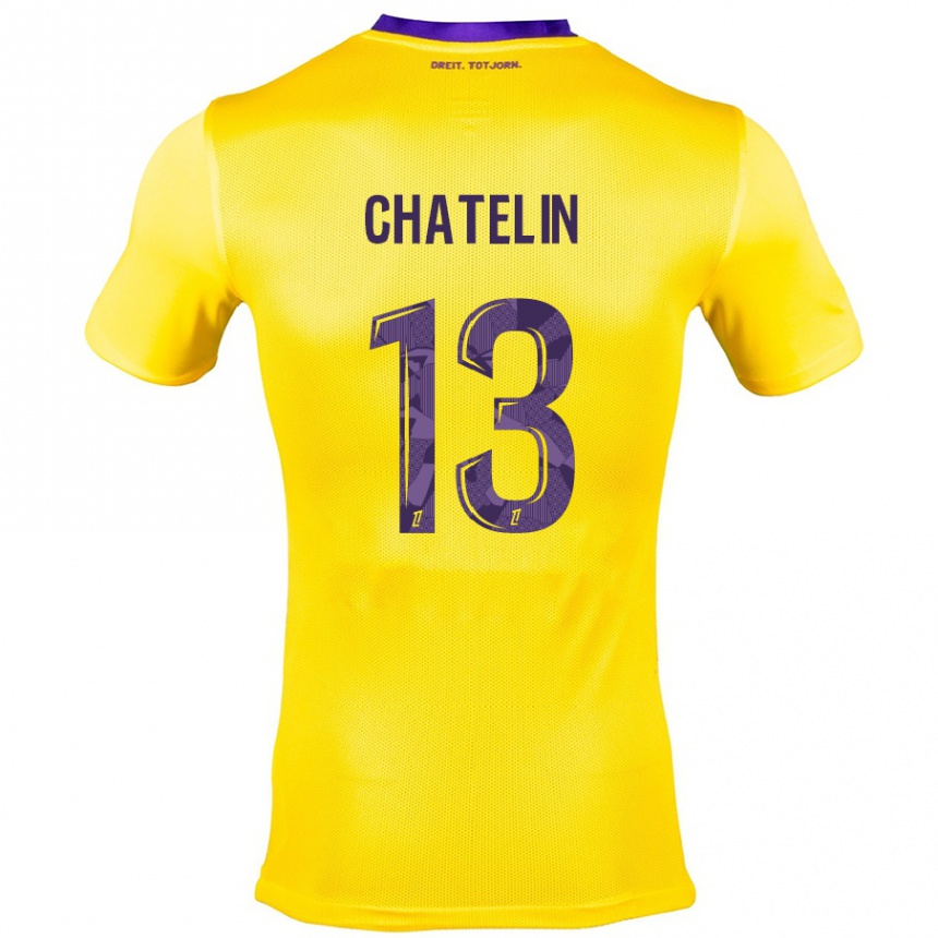 Niño Fútbol Camiseta Delphin Chatelin #13 Amarillo Morado 2ª Equipación 2024/25 México