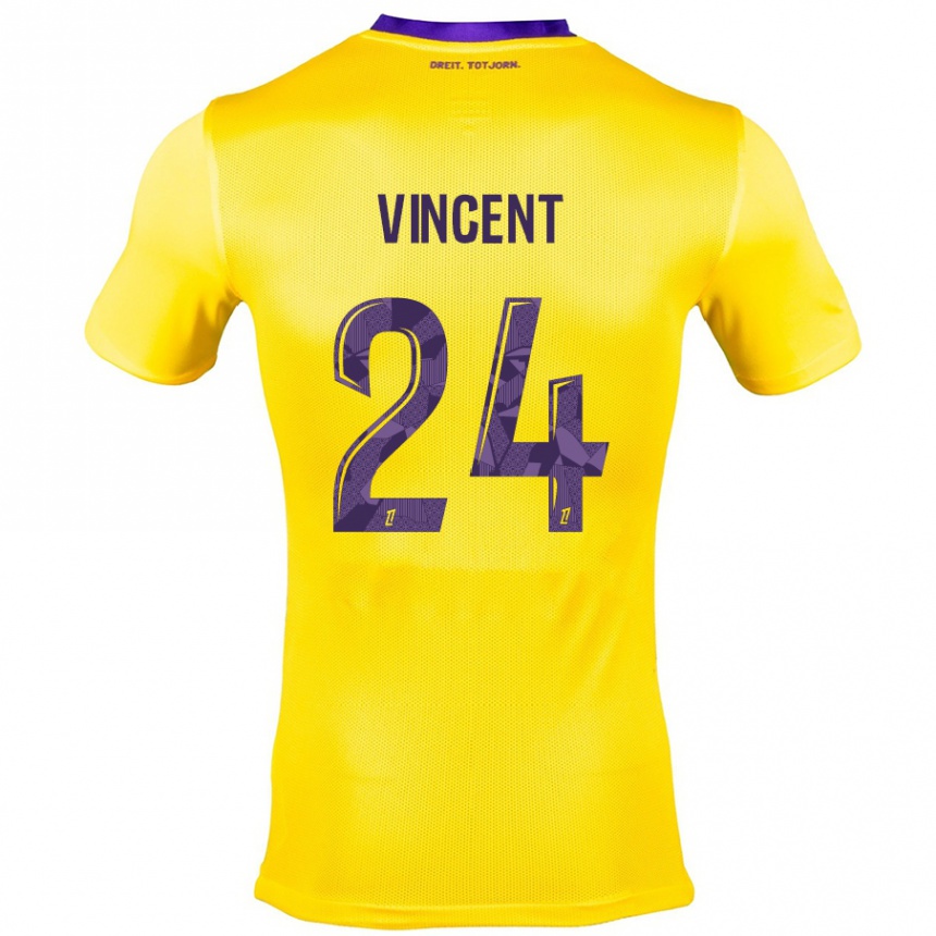 Niño Fútbol Camiseta Magalie Vincent #24 Amarillo Morado 2ª Equipación 2024/25 México