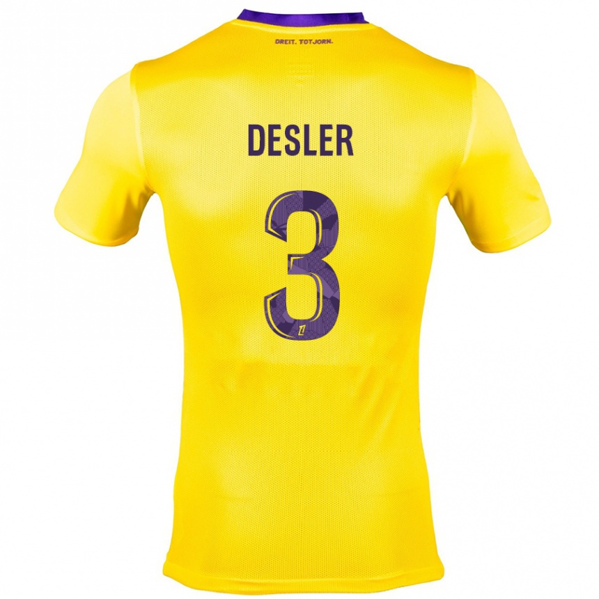 Niño Fútbol Camiseta Mikkel Desler #3 Amarillo Morado 2ª Equipación 2024/25 México