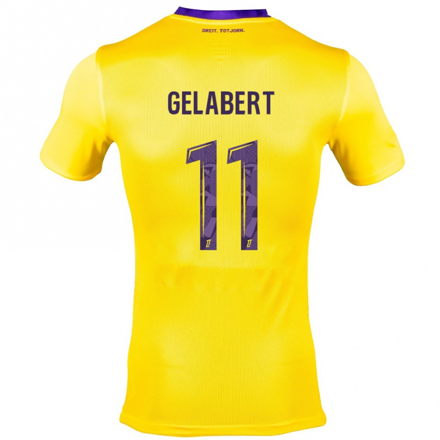 Niño Fútbol Camiseta César Gelabert #11 Amarillo Morado 2ª Equipación 2024/25 México