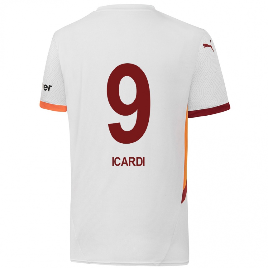 Niño Fútbol Camiseta Mauro Icardi #9 Blanco Amarillo Rojo 2ª Equipación 2024/25 México