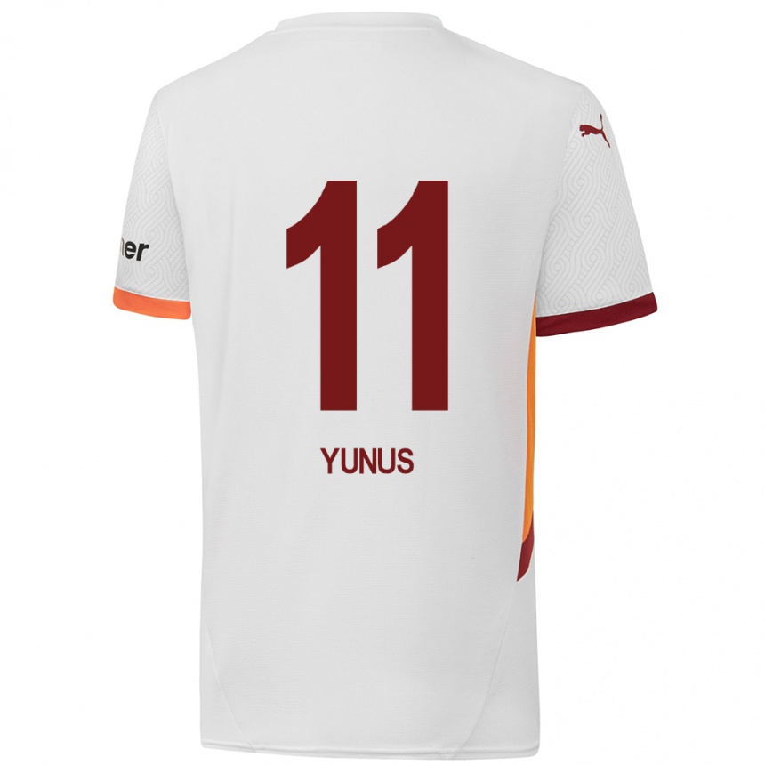 Niño Fútbol Camiseta Yunus Akgün #11 Blanco Amarillo Rojo 2ª Equipación 2024/25 México