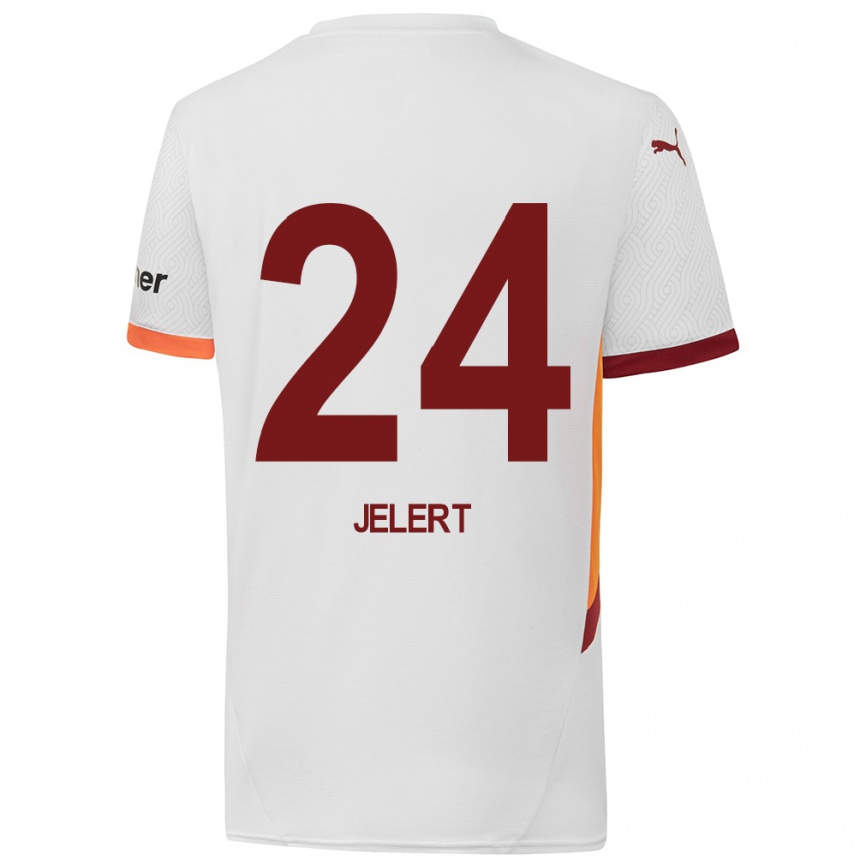 Niño Fútbol Camiseta Elias Jelert #24 Blanco Amarillo Rojo 2ª Equipación 2024/25 México