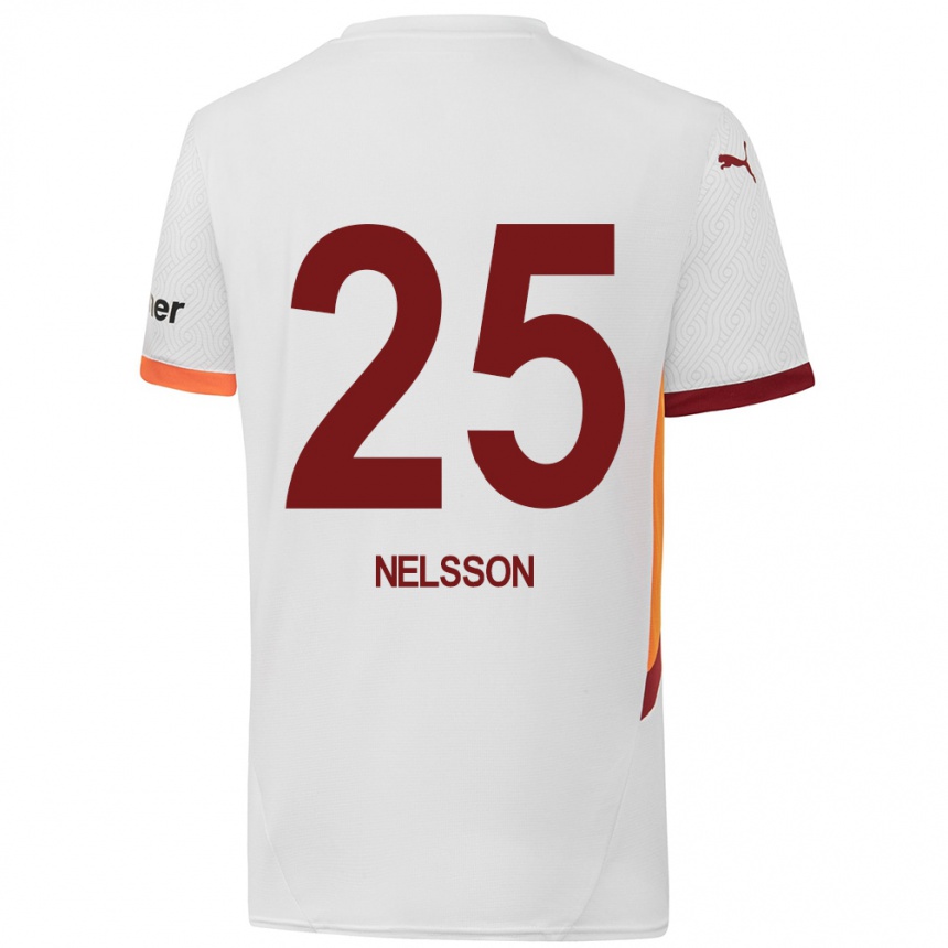 Niño Fútbol Camiseta Victor Nelsson #25 Blanco Amarillo Rojo 2ª Equipación 2024/25 México