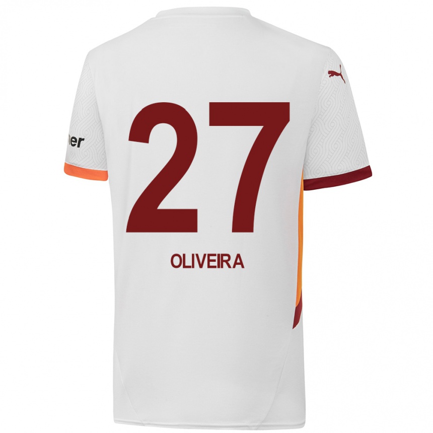 Niño Fútbol Camiseta Sérgio Oliveira #27 Blanco Amarillo Rojo 2ª Equipación 2024/25 México