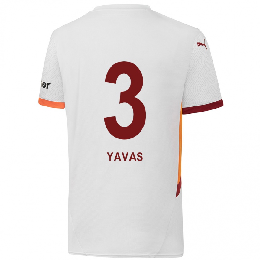 Niño Fútbol Camiseta Arda Yavas #3 Blanco Amarillo Rojo 2ª Equipación 2024/25 México