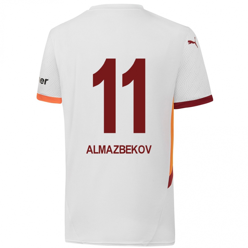 Niño Fútbol Camiseta Beknaz Almazbekov #11 Blanco Amarillo Rojo 2ª Equipación 2024/25 México