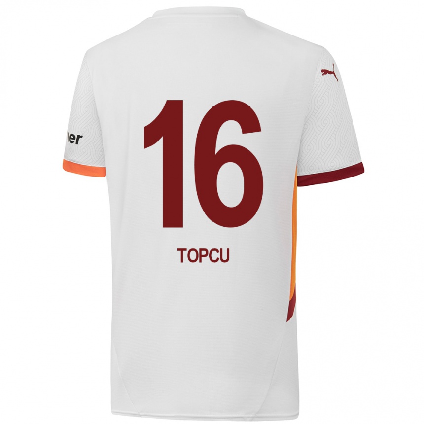 Niño Fútbol Camiseta Ebru Topçu #16 Blanco Amarillo Rojo 2ª Equipación 2024/25 México