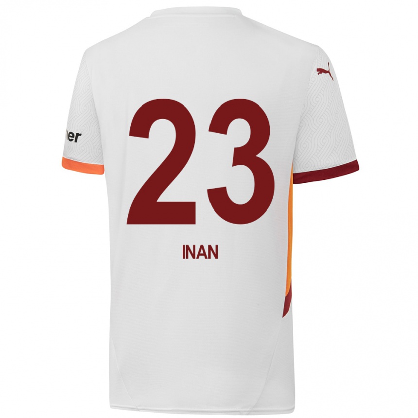 Niño Fútbol Camiseta Müge İnan #23 Blanco Amarillo Rojo 2ª Equipación 2024/25 México