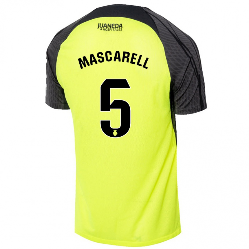 Niño Fútbol Camiseta Omar Mascarell #5 Verde Fluorescente Negro 2ª Equipación 2024/25 México