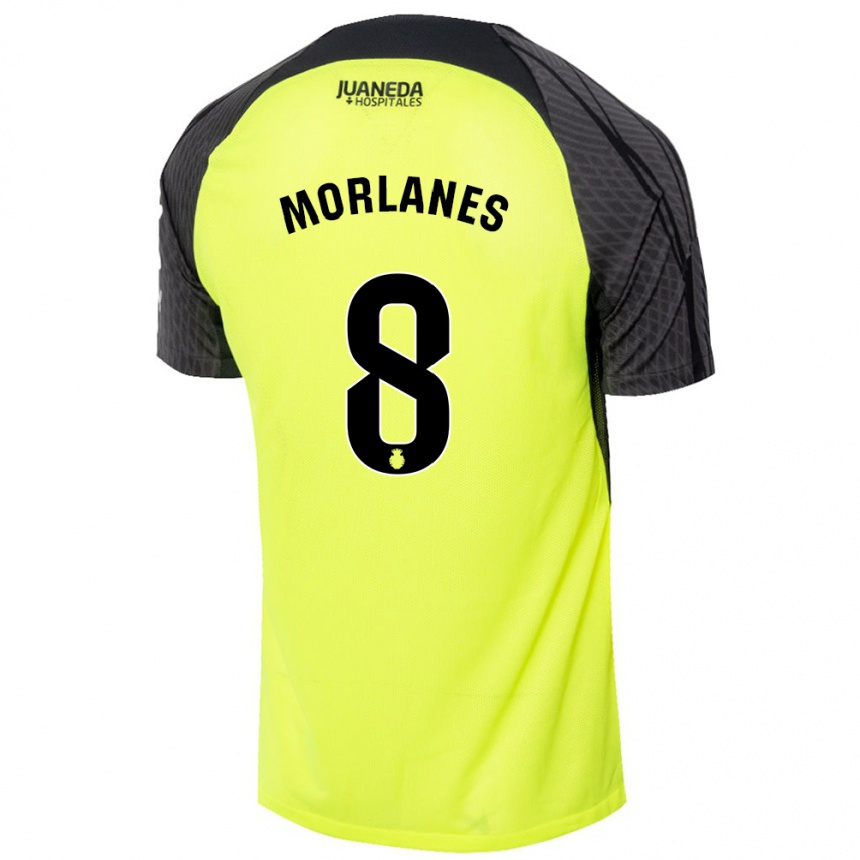 Niño Fútbol Camiseta Manu Morlanes #8 Verde Fluorescente Negro 2ª Equipación 2024/25 México