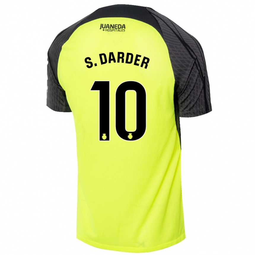 Niño Fútbol Camiseta Sergi Darder #10 Verde Fluorescente Negro 2ª Equipación 2024/25 México