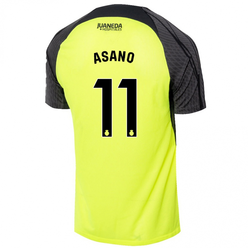 Niño Fútbol Camiseta Takuma Asano #11 Verde Fluorescente Negro 2ª Equipación 2024/25 México